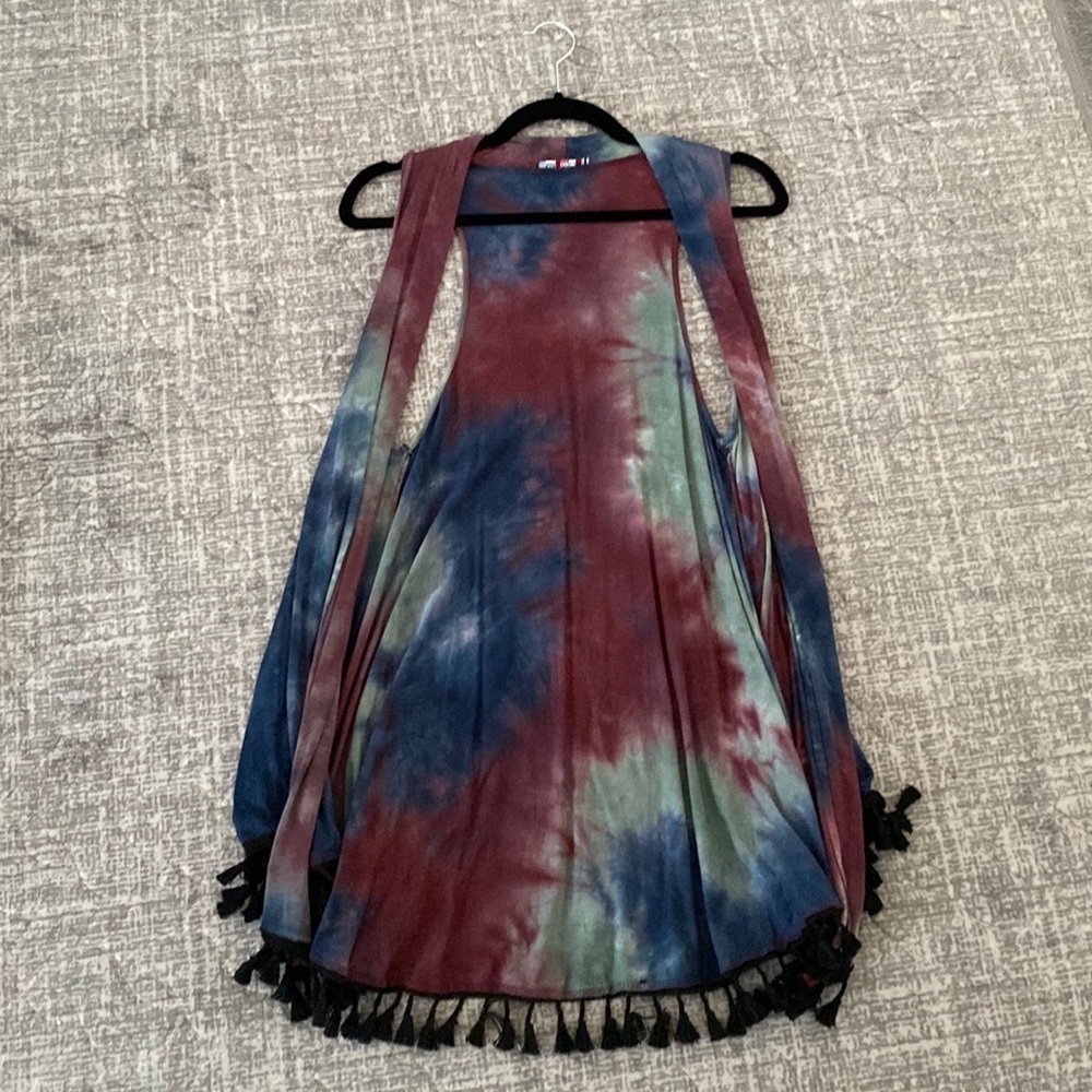 Tie-Dye Tassel Cardigan